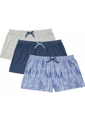 3-Pack Women's Knit Lounge Shorts - Blue & Gray